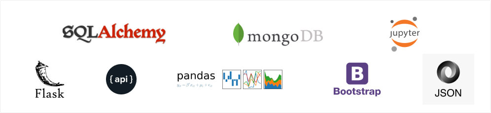 Опыт работы с Flask, SQLAlchemy, Jupyter Notebook, Mongo DB, Pandas, Bootstrap (HTML/CSS), JSON